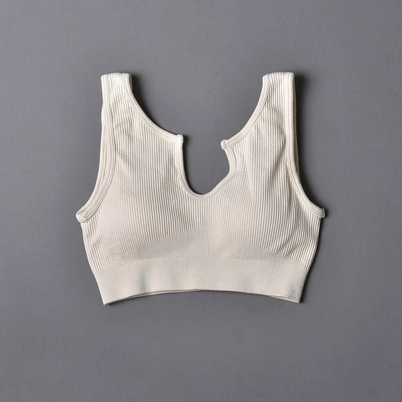 Wholesale Nylon U-neck Bra Shorts Seamless Knit Sports Yoga Suit